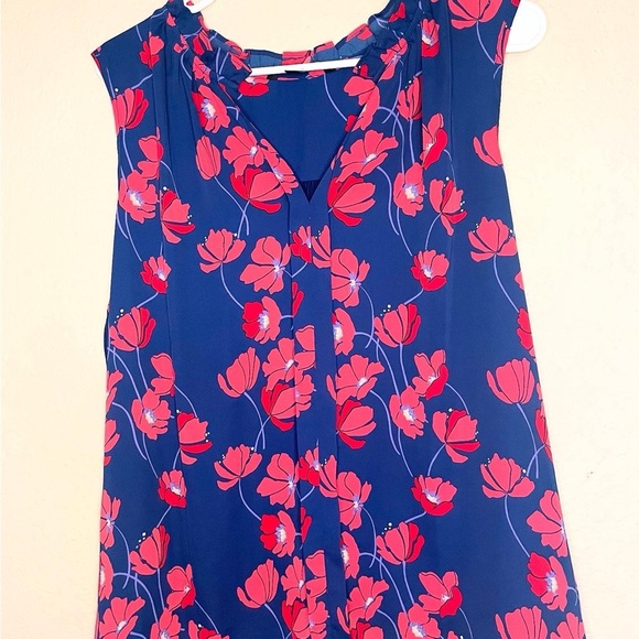 41 Hawthorn Navy and Red Poppy Blouse - Picture 1 of 4